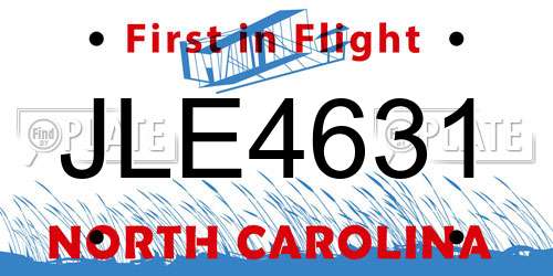 JLE4631 North Carolina License Plate