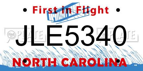 JLE5340 North Carolina License Plate