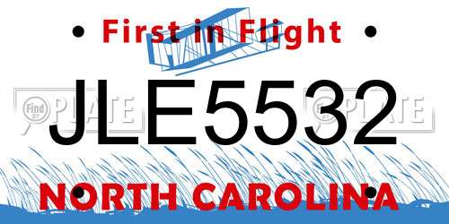 JLE5532 North Carolina License Plate