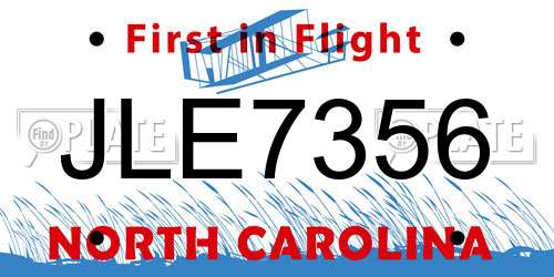 JLE7356 North Carolina License Plate