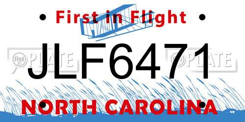 JLF6471 North Carolina License Plate