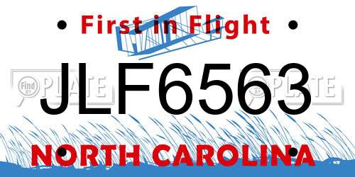 JLF6563 North Carolina License Plate