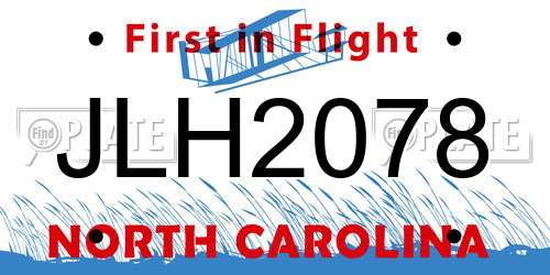 JLH2078 North Carolina License Plate