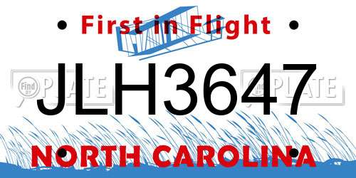 JLH3647 North Carolina License Plate