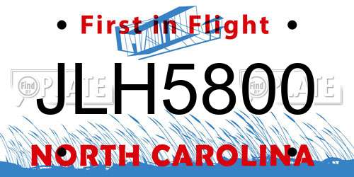 JLH5800 North Carolina License Plate