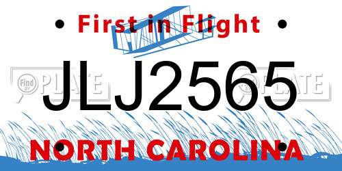 JLJ2565 North Carolina License Plate