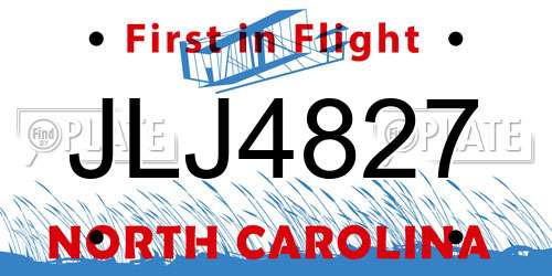 JLJ4827 North Carolina License Plate
