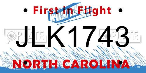 JLK1743 North Carolina License Plate