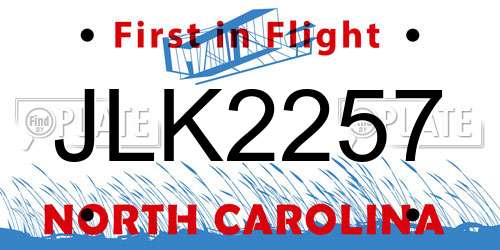 JLK2257 North Carolina License Plate