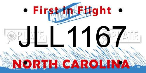 JLL1167 North Carolina License Plate