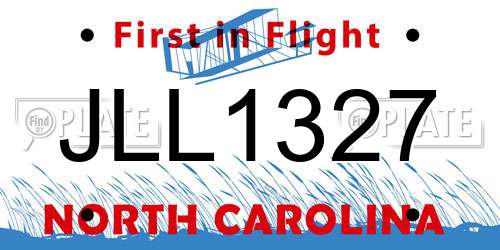 JLL1327 North Carolina License Plate