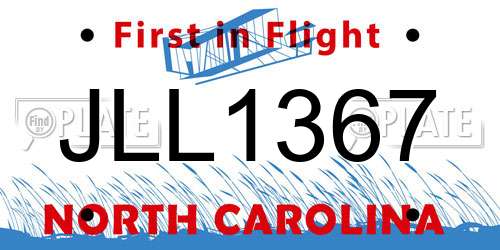 JLL1367 North Carolina License Plate
