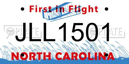 JLL1501 North Carolina License Plate