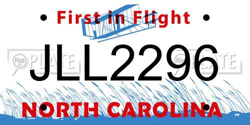 JLL2296 North Carolina License Plate