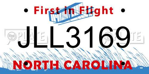 JLL3169 North Carolina License Plate