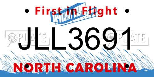 JLL3691 North Carolina License Plate