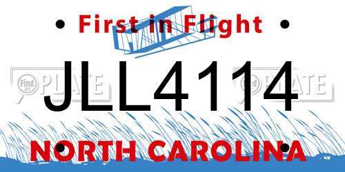 JLL4114 North Carolina License Plate
