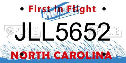 JLL5652 North Carolina License Plate