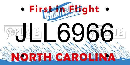 JLL6966 North Carolina License Plate
