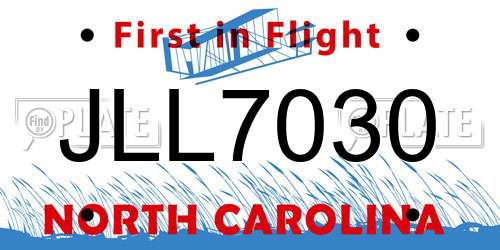 JLL7030 North Carolina License Plate