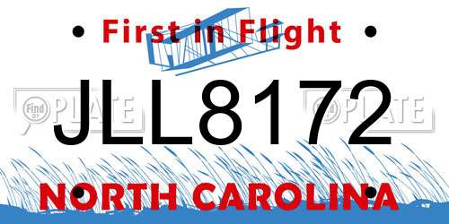 JLL8172 North Carolina License Plate