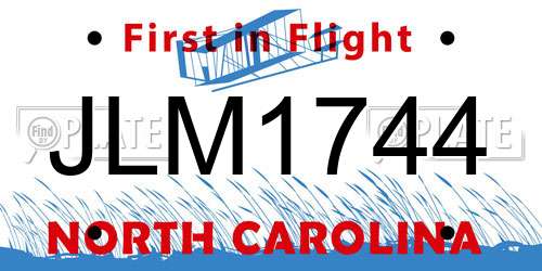 JLM1744 North Carolina License Plate
