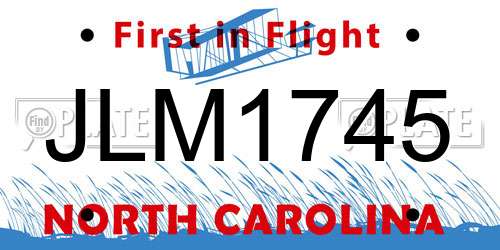 JLM1745 North Carolina License Plate