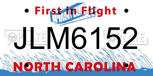 JLM6152 North Carolina License Plate