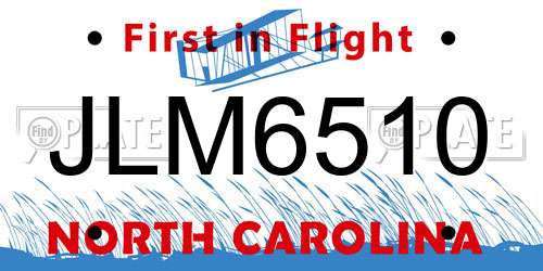 JLM6510 North Carolina License Plate
