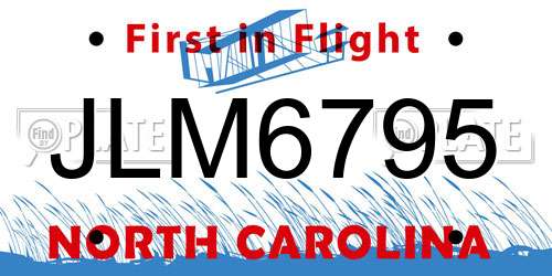 JLM6795 North Carolina License Plate