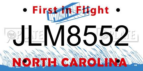 JLM8552 North Carolina License Plate