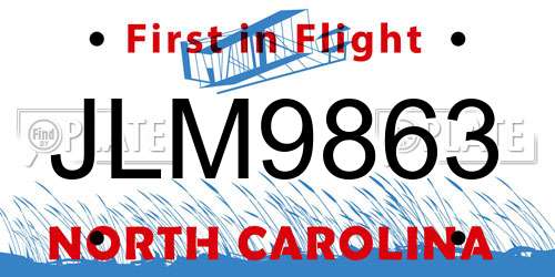 JLM9863 North Carolina License Plate
