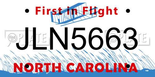 JLN5663 North Carolina License Plate