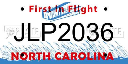 JLP2036 North Carolina License Plate