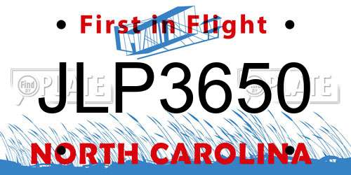 JLP3650 North Carolina License Plate
