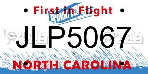 JLP5067 North Carolina License Plate