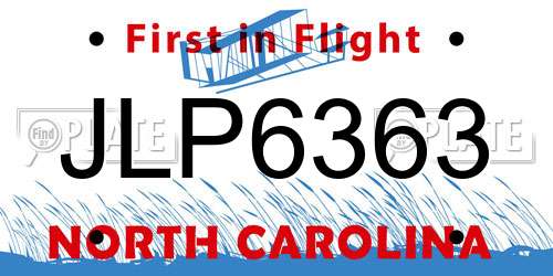 JLP6363 North Carolina License Plate