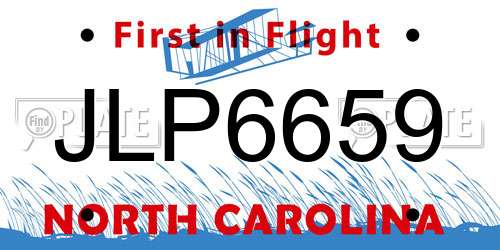 JLP6659 North Carolina License Plate