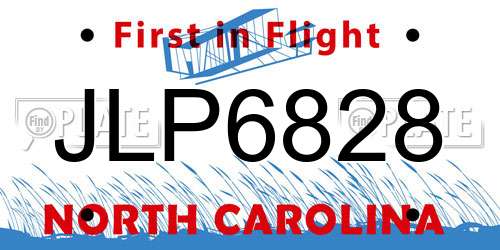 JLP6828 North Carolina License Plate