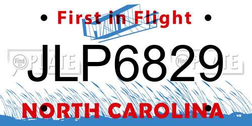 JLP6829 North Carolina License Plate
