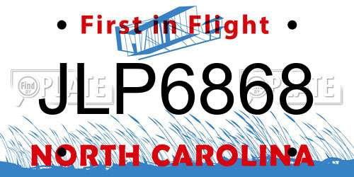 JLP6868 North Carolina License Plate