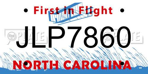 JLP7860 North Carolina License Plate