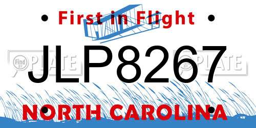 JLP8267 North Carolina License Plate