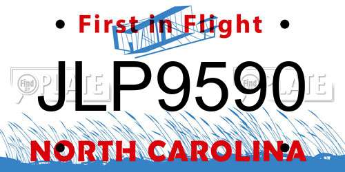 JLP9590 North Carolina License Plate