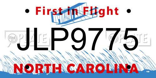 JLP9775 North Carolina License Plate