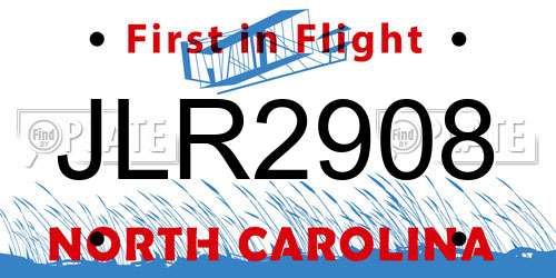 JLR2908 North Carolina License Plate