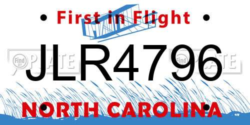 JLR4796 North Carolina License Plate