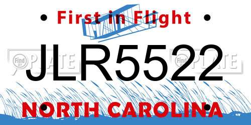 JLR5522 North Carolina License Plate