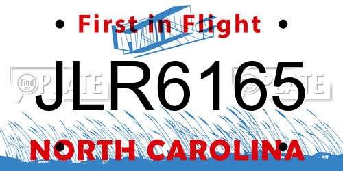 JLR6165 North Carolina License Plate