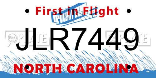 JLR7449 North Carolina License Plate